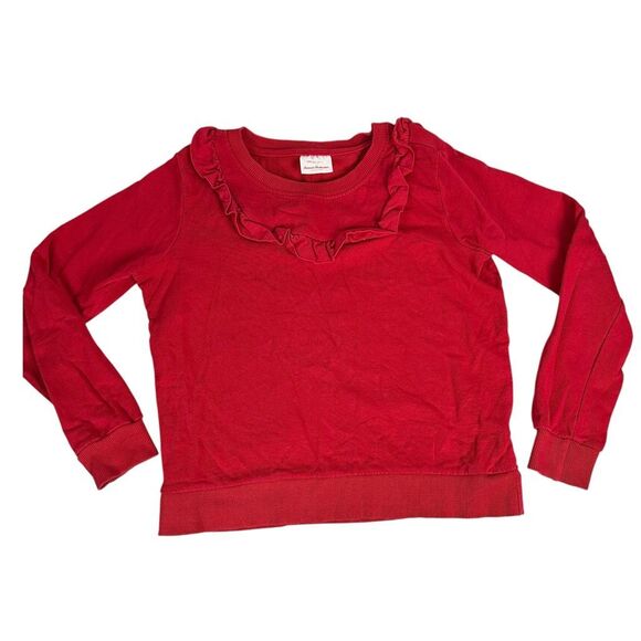 Hanna Andersson Red Ruffle Sweatshirt 150 / 12 Slight Fade - Picture 1 of 6